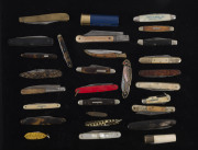 Forty nine folding pocket knives including novelty shotgun cartridge, bone handled duck knife, bone and mother of pearl, 19th and 20th century, ​the largest 21.5cm long - 2