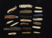 Forty nine folding pocket knives including novelty shotgun cartridge, bone handled duck knife, bone and mother of pearl, 19th and 20th century, ​the largest 21.5cm long - 3