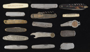 Thirty one pocket knives, many with advertising including rare ESSO petrol pump, early to mid 20th century, ​the largest 26.5cm long - 2