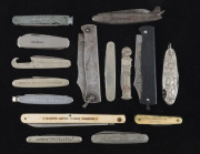 Thirty one pocket knives, many with advertising including rare ESSO petrol pump, early to mid 20th century, ​the largest 26.5cm long - 3