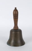 A school bell, bronze with timber handle, 19th century, ​28cm high