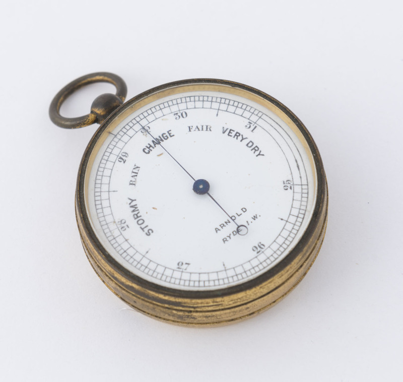 An antique pocket barometer by Arnold Ryde, 19th century, ​6.5cm high