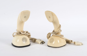 Two vintage Ericophon Cobra phones, cream plastic, circa 1960, ​21cm high