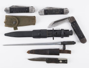Six assorted military pocket knives and bayonets, 20th century, ​the largest 38cm long