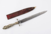 A German hunting knife with ornate silver handle, 19th century, pictorial horse maker's mark, 38cm long