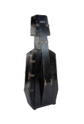 An antique cello case, brass bound ebonised timber with cloth lining, French, 19th century, ​138cm high