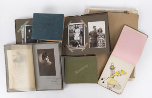 A family photograph album, mainly 1930s-40s, another album with early snaps of English shipyards, lakes, etc., a portrait photo by Beatie and two autograph books which appear to be associated with a former student of Toorak College circa 1918-20; several 