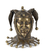 A French court jester or buffoon tobacco jar, cast bronze, Napoleon III, 19th century, 15cm high