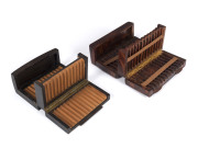 Two folding timber cigarette cases, rosewood and burl yew, late 19th early 20th century, 15.5cm and 13cm across - 2