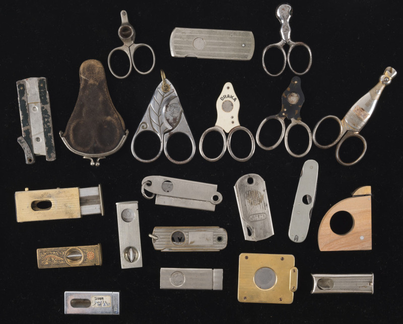 CIGAR CUTTERS, group of 21 vintage and antique examples, 19th and 20th century, ​the largest 8cm high