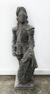 A garden statue of a knight, reconstituted stone, 20th century, 108cm high