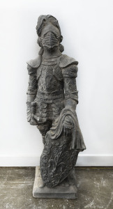 A garden statue of a knight, reconstituted stone, 20th century, ​ 108cm high