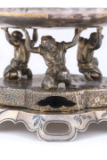 French silver, niello and enamel comport in the Japanese style, 19th century, maker's marks illegible, 14cm high, 24cm wide, 2020 grams - 4