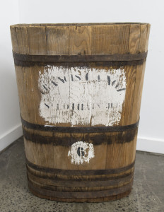 A French wine harvest barrel, 88cm high, 66cm wide, 31cm deep