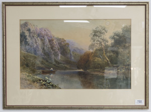 ARTIST UNKNOWN (19th century, British), row boat in landscape, watercolour, signed lower left "....A. FRANK", 30 x 47cm