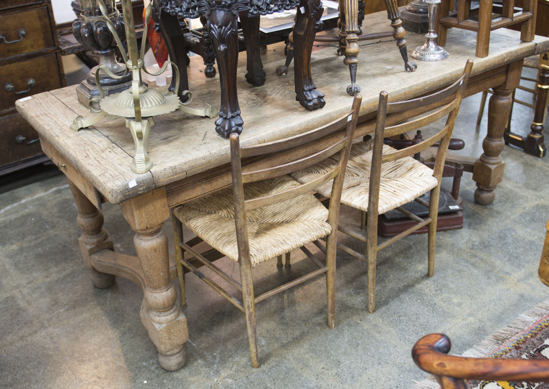 A French oak provincial refectory table with breadboard ends and extensions, 18th/19th century, ​76cm high, 189cm wide, 78cm deep