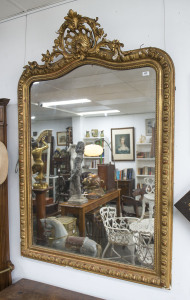 An antique gilt framed overmantel mirror, mid 19th century, 168cm x 115cm