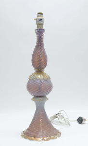 A Murano glass table lamp base, circa 1930, 60cm high