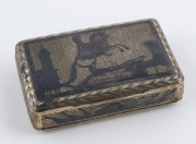 A Russian silver and niello snuff box, 19th century, stamped "84" with Cyrillic maker's mark (illegible), 8.5cm across, 95 grams - 2