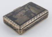 A Russian silver and niello snuff box, 19th century, stamped "84" with Cyrillic maker's mark (illegible), 8.5cm across, 95 grams - 3