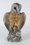 HUGO LONITZ Prussian majolica owl, circa 1870s, 37cm high - 3