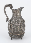 A Burmese silver jug with high relief repousse work, 19th century, ​18cm high, 370 grams - 4