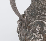 A Burmese silver jug with high relief repousse work, 19th century, ​18cm high, 370 grams - 9