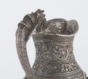 A Burmese silver jug with high relief repousse work, 19th century, ​18cm high, 370 grams - 10