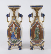 ROYAL WORCESTER pair of Japanese style porcelain vases, 19th century, with accompanying letter from HENRY SANDON who remarks on their rarity and value. factory backstamp, 37cm high - 2