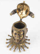 A French court jester or buffoon tobacco jar, cast bronze, Napoleon III, 19th century, 15cm high - 6