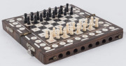 An Anglo-Indian traveling chess set, ebony and ivory, 19th century, ​15 x 15cm - 2