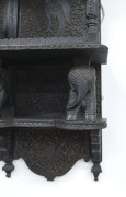 Anglo-Indian wall mounted shelves, ornately carved in ebony, 19th century, 110cm high, 102cm wide, 24cm deep - 3