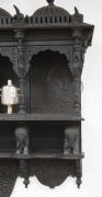 Anglo-Indian wall mounted shelves, ornately carved in ebony, 19th century, 110cm high, 102cm wide, 24cm deep - 5