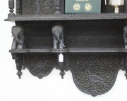 Anglo-Indian wall mounted shelves, ornately carved in ebony, 19th century, 110cm high, 102cm wide, 24cm deep - 6