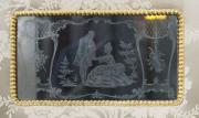 A French three-fold modesty screen with fine intaglio glass panels, early 20th century, ​138cm high, 150cm wide - 4