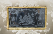 A French three-fold modesty screen with fine intaglio glass panels, early 20th century, ​138cm high, 150cm wide - 5