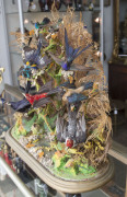 A Victorian taxidermy bird display in original glass dome housing 12 assorted birds, 19th century, ​52cm high - 2