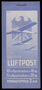 GERMANY: Booklets: 1930 (Michel MH.19) 2RM "Eagle" Airmail booklet, complete, some very light adhesion marks on gum from interleaving, Cat. ‚¬.1500 .