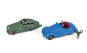 SCHUCO FEX 1111 tinplate clockwork toy car together with a Schuco clockwork roadster, circa 1950s, 14cm long