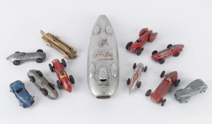 JOHN COBB Tri-Ang toy racing car, Golden Arrow toy car, together with a selection of mainly toy racing cars, 1930s and later, ​the John Cobb car 26.5cm long