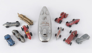 JOHN COBB Tri-Ang toy racing car, Golden Arrow toy car, together with a selection of mainly toy racing cars, 1930s and later, the John Cobb car 26.5cm long