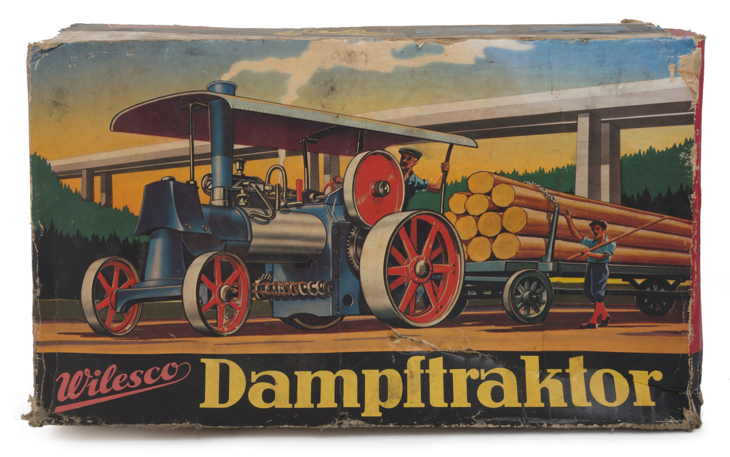 WILESCO Dampftraktor D40 German steam powered tractor (boxed), circa 1950s,  ​33cm long