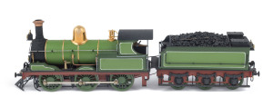 c.1891 R Class (R239) Steam Locomotive (190x35x50mm), green livery with gold plated trim, 0-6-0 wheel configuration, configured for branch line use with older rolling stock comprising three passenger carriages and a 'YZ' class Guard Vans, total size 695x35x50mm. (6 items)