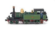 1879 M Class (M40) Tank Steam Locomotive (125x35x50mm), pale green & dark green livery with gold plated trim, 4-4-0 wheel configuration, this example being the pattern engine supplied by Beyer, Peacock & Co.