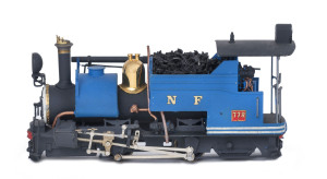 India 1889 Darjeeling B Class (DHR 778, originally No 19) Steam Locomotive (85x30x35mm), deep blue livery with gold plate trim, built by Sharp, Stewart & Co at the Atlas Works in Glasgow, nicknamed the "Toy Train", assembled by Frank Kelly from a kit.