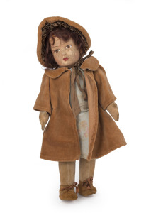 An antique felt faced doll, German, early 20th century, ​46cm high