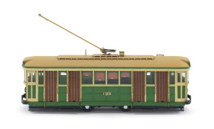 Victoria 1936-37 Q Class (No 199) Tramcar (135x40x50mm) being an obsolescent single truck tramcar modified for one-man operation on all-night services or on daytime services with light passenger loads where speed and capacity would not be an issue, this particular example, the '199', being used on the Elsternwick to Port Ormond shuttle.