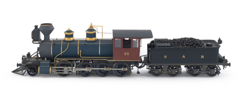 1881 O Class Tender Locomotive, road number '54' (220x40x55mm) built by Baldwin Locomotive Works (Philadelphia), deep blue & brown livery with gold plated trim, 2-8-0 wheel configuration, entered service in 1881, scrapped in 1904.