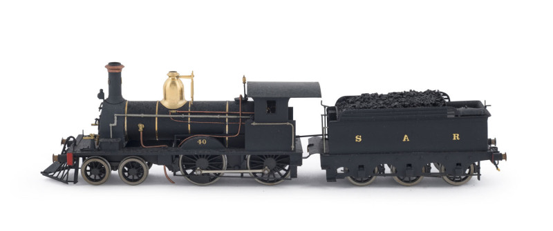 1880 L Class Tender Locomotive, road number '40' (200x37x50mm) built by Beyer, Peacock, black livery with gold plated trim, 4-4-0 wheel configuration, rebuilt in 1901, seeing another 30+ years of service before being condemned in 1934.