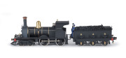 1877 H2 Class Tender Locomotive, road number 'H2' (195x34x55mm) built by Robert Stephenson & Co (Newcastle-upon-Tyne, England), black livery with gold plated trim, 4-4-0 wheel configuration, with rolling stock comprising a passenger/guard van plus five go - 2